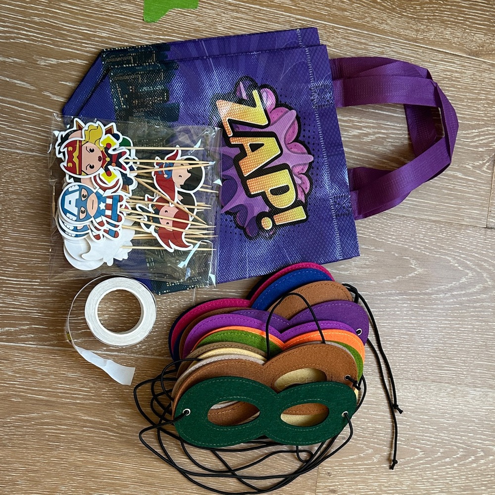 Superhero Party Favor Set with Masks and Stickers